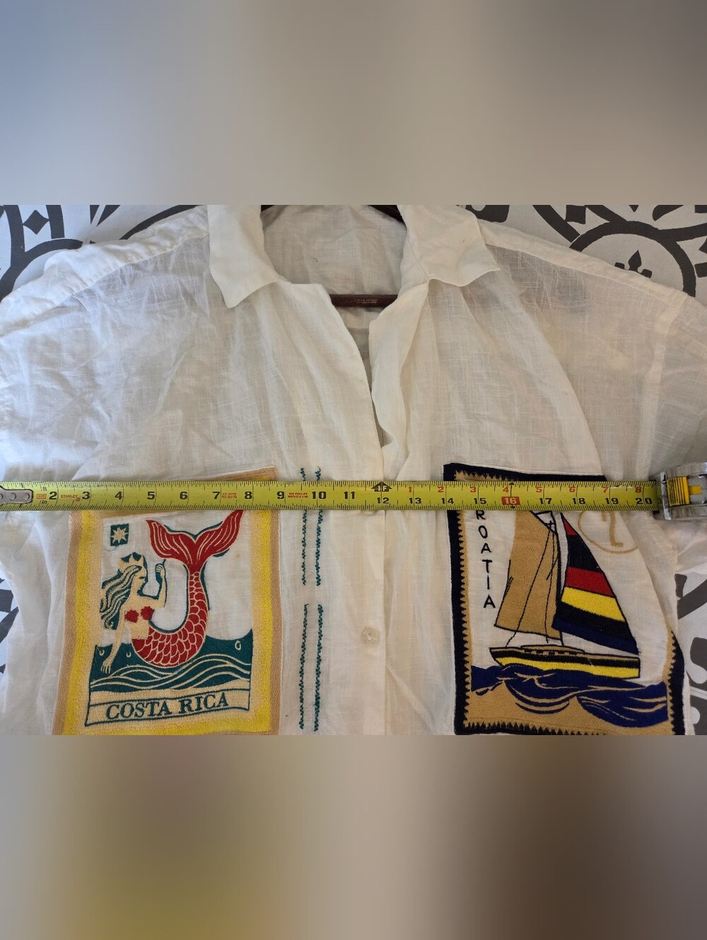 Anthropologie White Embroidered Nautical Patchwork Coverup - Picture 7 of 9